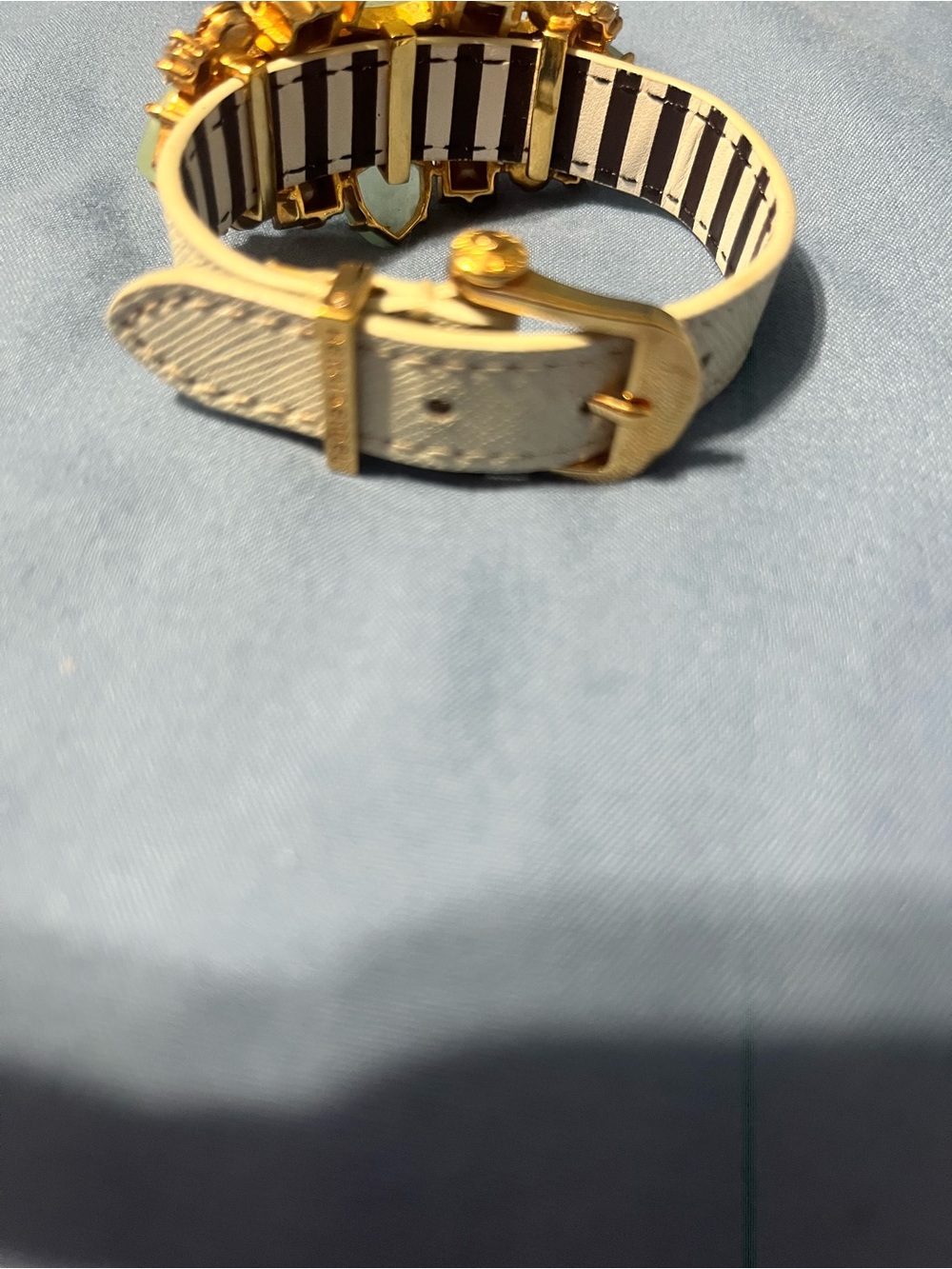 Henri Bendel Gold-Tone Statement Bracelet with Mint Green and Clear Stones - Picture 8 of 8